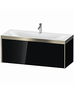 Duravit XViu vanity unit XV4612OB140P 120x48cm, 2000 pull-out, 2000 tap hole, matt champagne, Rahmen P, high-gloss black