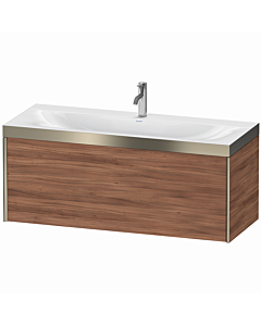Duravit XViu vanity unit XV4612OB179P 120x48cm, 2000 pull-out, 2000 tap hole, matt champagne, Rahmen P, natural walnut