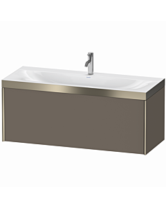 Duravit XViu vanity unit XV4612OB190P 120x48cm, 2000 pull-out, 2000 tap hole, matt champagne, Rahmen P, flannel gray silk matt