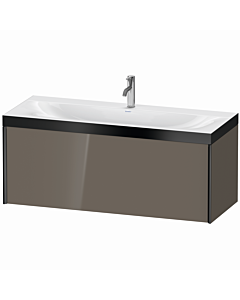 Duravit XViu vanity unit XV4612OB289P 120x48cm, 2000 pull-out, 2000 tap hole, black matt, Rahmen P, flannel gray high gloss