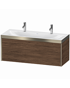 Duravit XViu Waschtisch-Unterschrank XV4613OB121P 120x48cm, 1 Auszug, 1 Hahnloch, champagner matt, Rahmen P, nussbaum dunkel