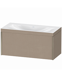 Duravit Meuble sous-vasque XViu XV4611NB175C 100x48cm, 2000 , sans trou pour robinet, champagne mat, Rahmen C, lin