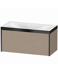 Duravit XViu vanity unit XV4611NB275P 100x48cm, 2000 pull-out, without tap hole, matt black, Rahmen P, linen