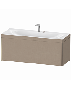 Duravit XViu vanity unit XV4612EB175C 120x48cm, 2000 pull-out, 2 tap holes, matt champagne, Rahmen C, linen