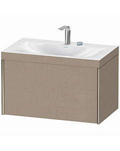 Duravit XViu Waschtisch-Unterschrank XV4610EB175C 80x48cm, 1 Auszug, 2 Hahnloch, champagner matt, Rahmen C, leinen