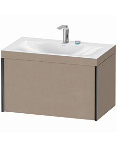 Duravit XViu Waschtisch-Unterschrank XV4610EB275C 80x48cm, 1 Auszug, 2 Hahnlöcher, schwarz matt, Rahmen C, leinen