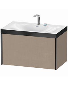 Duravit XViu Waschtisch-Unterschrank XV4610EB275P 80x48cm, 1 Auszug, 2 Hahnlöcher, schwarz matt, Rahmen P, leinen