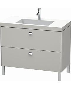 Duravit Brioso c-bonded Waschtisch mit Unterbau BR4702O1007, 100x48cm, Betongrau/Chrom, 1 Hahnloch