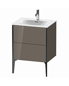 Duravit XViu Waschtisch-Unterschrank XV43000B289 61 x 59,1 x 48 cm, flannel grey hochglanz, 2 Auszüge, schwarz matt