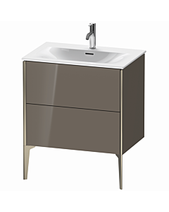 Duravit XViu vanity unit XV43010B189 71 x 59, 2000 x 48 cm, flannel gray high gloss, 2 pull-outs, matt champagne