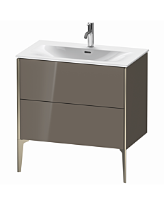 Duravit XViu vanity unit XV43020B189 81 x 59, 2000 x 48 cm, flannel gray high gloss, 2 pull-outs, matt champagne