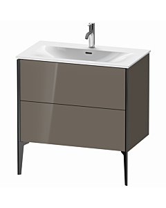 Duravit XViu vanity unit XV43020B289 81 x 59, 2000 x 48 cm, flannel gray high gloss, 2 pull-outs, matt black