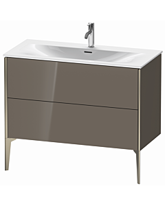 Duravit XViu vanity unit XV43030B189 101 x 59, 2000 x 48 cm, flannel gray high gloss, 2 pull-outs, matt champagne