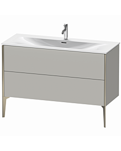 Duravit XViu vanity unit XV43040B107 121 x 59, 2000 x 48 cm, concrete gray matt, 2 pull-outs, champagne matt