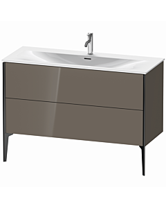 Duravit XViu Waschtisch-Unterschrank XV43040B289 121 x 59,1 x 48 cm, flannel grey hochglanz, 2 Auszüge, schwarz matt