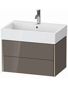 Duravit Meuble sous-vasque XViu XV43350B189 68,4 x 39,7 x 45,4 cm, gris flanelle brillant, 2 tiroirs, champagne mat