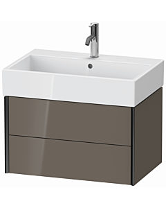 Duravit Meuble sous-vasque XViu XV43350B289 68,4 x 39,7 x 45,4 cm, gris flanelle brillant, 2 tiroirs, noir mat