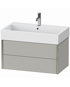 Duravit Meuble sous-vasque XViu XV43360B107 78,4 x 39,7 x 45,4 cm, gris béton mat, 2 tiroirs, champagne mat