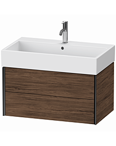Duravit XViu Waschtisch-Unterschrank XV43360B221 78,4 x 45,4 x 39,7 cm, nussbaum dunkel, 2 Schubkästen, schwarz matt