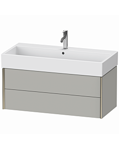 Duravit Meuble sous-vasque XViu XV43370B107 98,4 x 39,7 x 45,4 cm, gris béton mat, 2 tiroirs, champagne mat