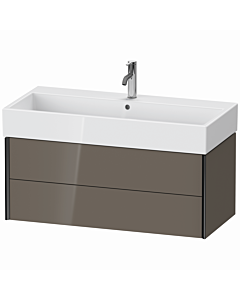 Duravit Meuble sous-vasque XViu XV43370B289 98,4 x 39,7 x 45,4 cm, gris flanelle brillant, 2 tiroirs, noir mat