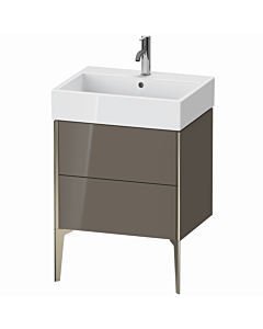 Duravit XViu vanity unit XV45340B189 58.4 x 49.3 x 45.4 cm, flannel gray high gloss, 2 pull-outs, matt champagne