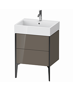Duravit XViu vanity unit XV45340B289 58.4 x 49.3 x 45.4 cm, flannel gray high gloss, 2 pull-outs, matt black