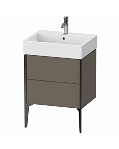 Duravit Meuble sous-vasque XViu XV45340B290 58,4 x 49,3 x 45,4 cm, flanelle gris soie mat, 2 coulissants, noir mat