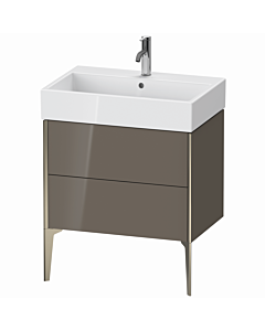 Duravit XViu vanity unit XV45350B189 68.4 x 49.3 x 45.4 cm, flannel gray high gloss, 2 pull-outs, matt champagne