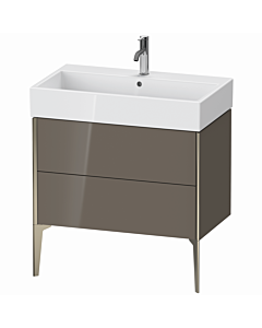 Duravit XViu vanity unit XV45360B189 78.4 x 49.3 x 45.4 cm, flannel gray high gloss, 2 pull-outs, matt champagne