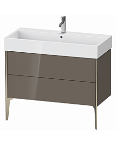 Duravit XViu vanity unit XV45370B189 98.4 x 49.3 x 45.4 cm, flannel gray high gloss, 2 pull-outs, matt champagne