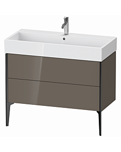 Duravit XViu vanity unit XV45370B289 98.4 x 49.3 x 45.4 cm, flannel gray high gloss, 2 pull-outs, matt black