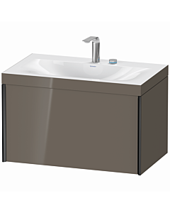 Duravit XViu Waschtisch-Unterschrank XV4610EB289C 80x48cm, 1 Auszug, 2 Hahnlöcher, schwarz matt, Rahmen C, flannel grey hochglanz