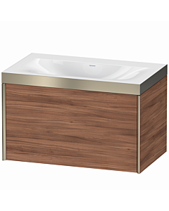 Duravit XViu Waschtisch-Unterschrank XV4610NB179P 80x48cm, 1 Auszug, champagner matt, Rahmen P, nussbaum natur