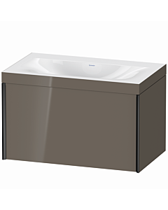 Duravit XViu Waschtisch-Unterschrank XV4610NB289C 80x48cm, 1 Auszug, schwarz matt, Rahmen C, flannel grey hochglanz
