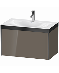Duravit XViu Waschtisch-Unterschrank XV4610OB289P 80x48cm, 1 Auszug, 1 Hahnloch, schwarz matt, Rahmen P, flannel grey hochglanz