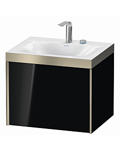 Duravit XViu Waschtisch-Unterschrank XV4609EB140P 60x48cm, 1 Auszug, 2 Hahnlöcher, champagner matt, Rahmen P, schwarz hochglanz