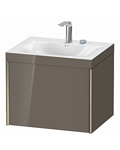 Duravit XViu vanity unit XV4609EB189C 60x48cm, 2000 pull-out, 2 tap holes, matt champagne, Rahmen C, flannel gray high gloss