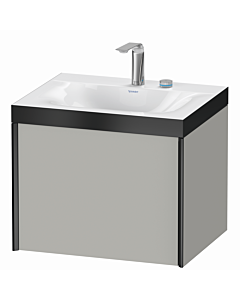Duravit XViu vanity unit XV4609EB207P 60x48cm, 2000 pull-out, 2 tap holes, matt black, Rahmen P, matt concrete gray