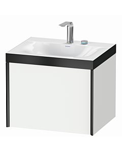 Duravit XViu Waschtisch-Unterschrank XV4609EB218P 60x48cm, 1 Auszug, 2 Hahnlöcher, schwarz matt, Rahmen P, weiß matt
