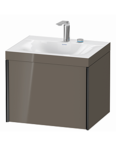 Duravit XViu vanity unit XV4609EB289C 60x48cm, 2000 pull-out, 2 tap holes, matt black, Rahmen C, flannel gray high gloss
