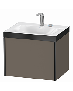 Duravit XViu vanity unit XV4609EB290P 60x48cm, 2000 pull-out, 2 tap holes, matt black, Rahmen P, flannel gray silk matt
