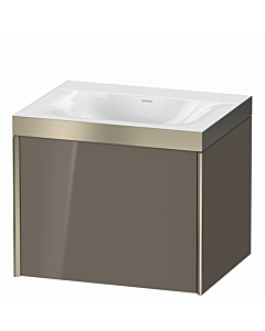 Duravit XViu vanity unit XV4609NB189P 60x48cm, 2000 pull-out, without tap hole, matt champagne, Rahmen P, flannel gray high gloss
