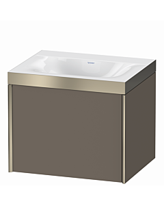 Duravit XViu vanity unit XV4609NB190P 60x48cm, 2000 pull-out, without tap hole, matt champagne, Rahmen P, flannel gray silk matt