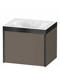 Duravit XViu Waschtisch-Unterschrank XV4609NB290P 60x48cm, 1 Auszug, ohne Hahnloch, schwarz matt, Rahmen P, flannel grey seidenmatt