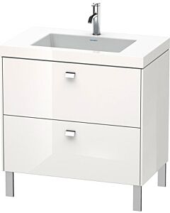 Duravit Brioso Waschtischunterschrankset BR4701N1022 80 x 48 cm, chrom/weiß Hochglanz, ohne Hahnloch