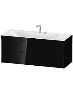Duravit XViu vanity unit XV4617OB240P 120x48cm, 2 drawers, 2000 tap hole, black matt, Rahmen P, black high gloss
