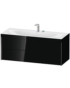 Duravit XViu Waschtisch-Unterschrank XV4617OB240P 120x48cm, 2 Schubkästen, 1 Hahnloch, schwarz matt, Rahmen P, schwarz hochglanz