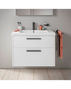 Duravit D-Code vanity unit DC46720BD180000 , handle diamond black, Weiß Matt , wall-mounted, drawers 2, 784x555x460 mm