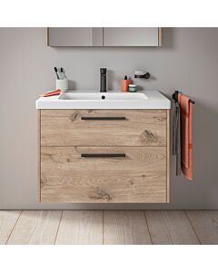 Duravit D-Code meuble sous-vasque DC46720BD550000 , poignée noir diamant, marbre chêne, suspendu, tiroirs 2, 784x555x460 mm